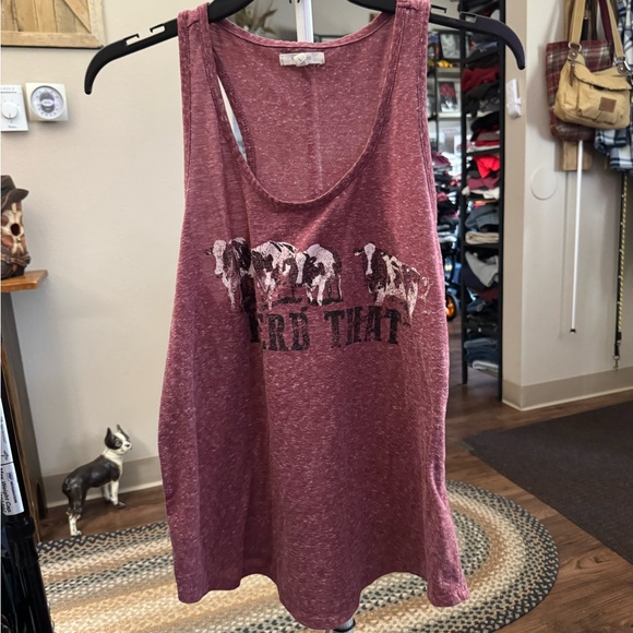 Maurices Tops - Maurices Burgundy Graphic Tank Top